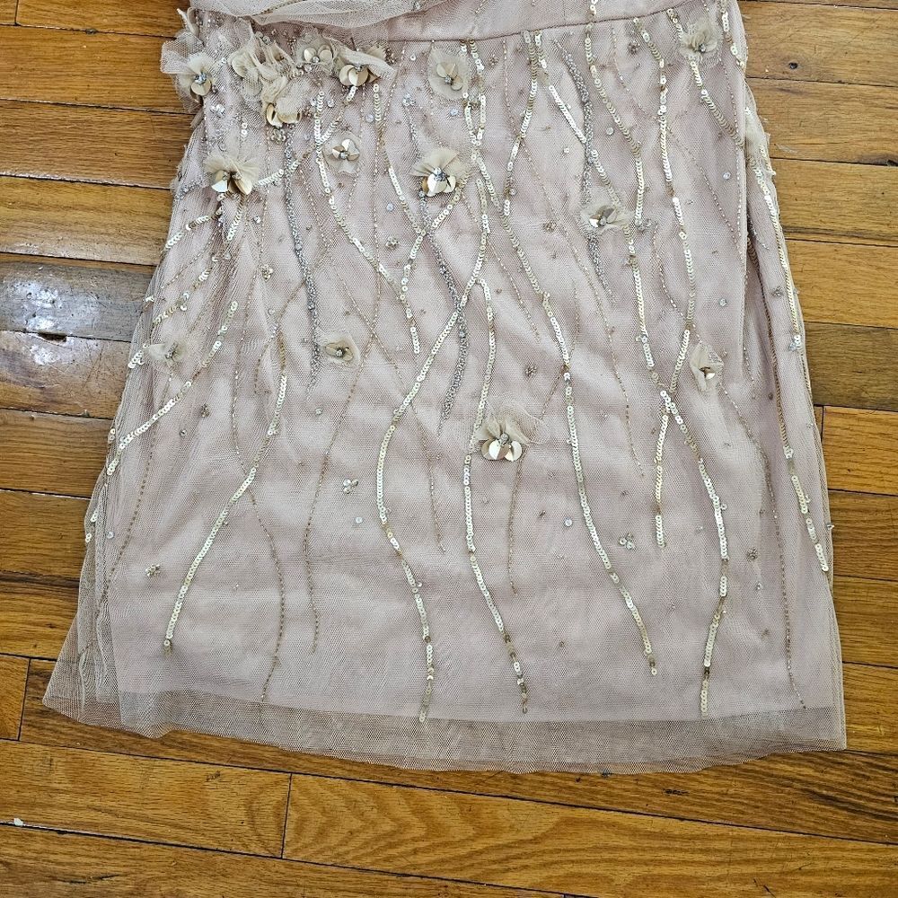Pronovias Gold Tulle Sequin Mini Dress Size 14 - Picture 4 of 12